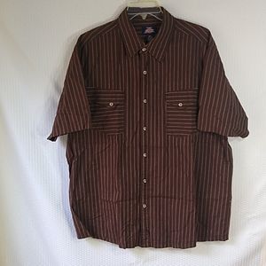 Dickies Brown Stripe Short Sleeve Snap Front Western Shirt 2XL